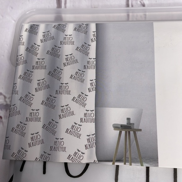 Rae Dunn HELLO BEAUTIFUL Shower Curtain Liner - Picture 5 of 7